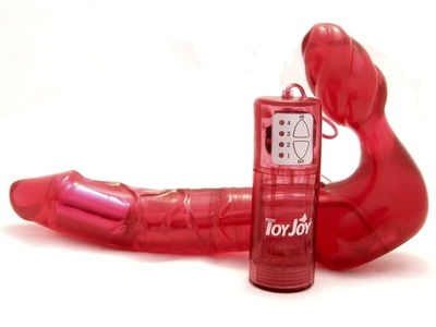 Безремневой страпон с вибрацией, 20Х3,5 см Toy Joy (Красный) 