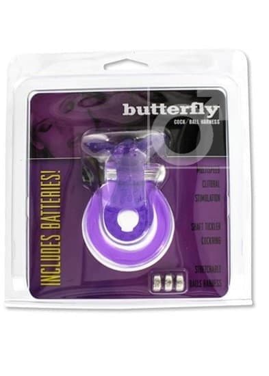 Эрекционное кольцо с вибрацией Cock & Ball Butterfly Seven Creations (Фиолетовый) 