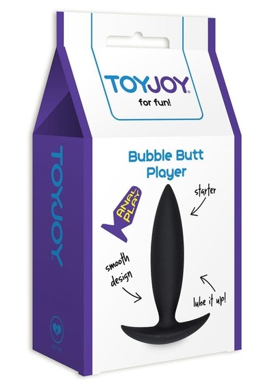 Анальная пробка Bubble Butt Player Starter черная, 10х2,5 см Toy Joy (Черный) 