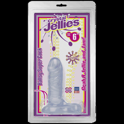 Фаллоимитатор с мошонкой Doc Johnson Crystal Jellies 6, 13,2х3,5 см (Прозрачный) 