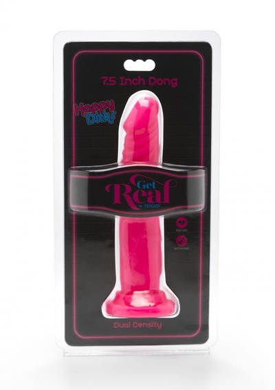 Toy Joy Get Real Happy Dicks Dong 7.5 Inch - реалистичный фаллоимитатор с присоской, 19х3,5 см (розовый) 