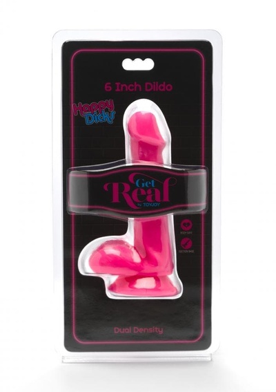 Toy Joy Get Real Happy Dicks Dildo 6 In w.Balls фаллоимитатор с мошонкой и присоской, 15х3,5 см (розовый) 