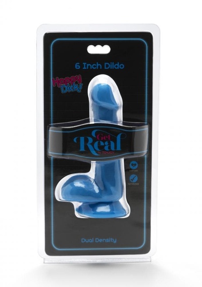 Toy Joy Get Real Happy Dicks Dildo 6 In w.Balls фаллоимитатор с мошонкой и присоской, 15х3,5 см (голубой) 