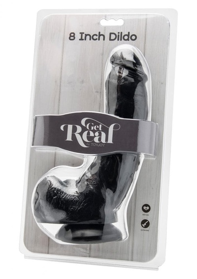 Реалистичный фаллоимитатор с мошонкой и присоской Get Real ToyJoy, 20,5х5 см (черный) Toy Joy 
