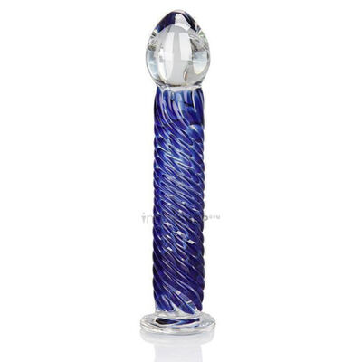 Стеклянный стимулятор Erotic Fantasy Spiral Stick, синий 