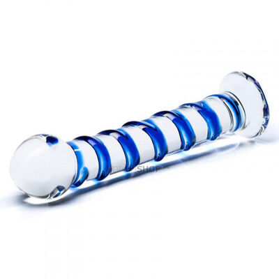 Стеклянный фаллоимитатор Glas Spiral 18.5 см, бесцветный (Бесцветный, синий) 