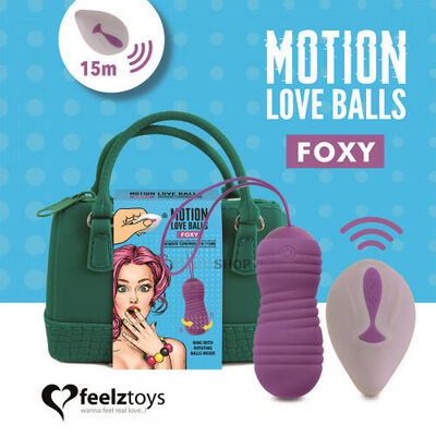 Виброшарики с вращающимися шариками внутри FeelzToys Motion Love Balls Foxy с пультом ДУ, фиолетовые (Фиолетовый) 