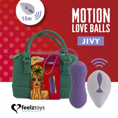 Виброшарики с пульсацией FeelzToys Motion Love Balls Jivy с пультом ДУ, сиреневые (Фиолетовый) 