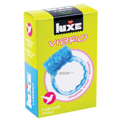Эрекционное кольцо Luxe Vibro Райская птица + презерватив, голубое (Бесцветный) 