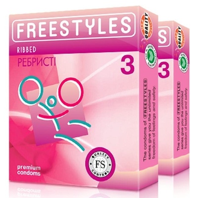 Freestyles Ribbed - ребристые презервативы, 3 шт. (прозорий) 