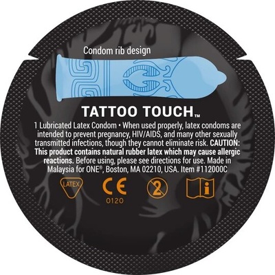 One Tattoo Touch - презерватив с уникальным текстурным рисунком (голубой) 