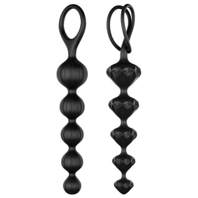 Satisfyer Love Beads Silicone - анальные шарики, 20.5х3.4 см (черный) 
