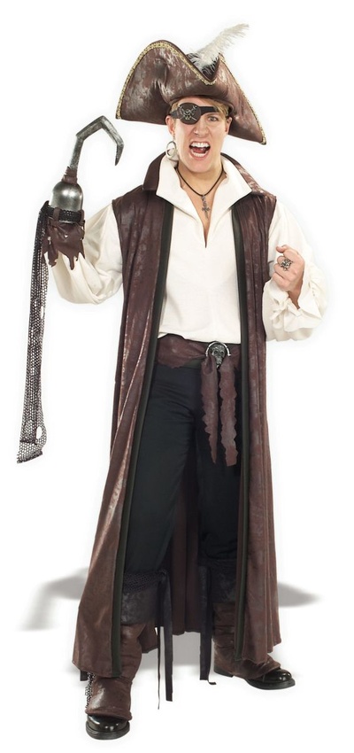 Rubies Long Pirate Coat Burgundy - Плащ мужской, O/S (Серый) 