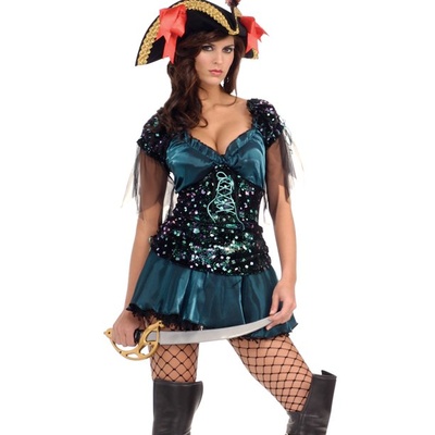 Rubies - High Seas Babe Blue Pirate Costume - Платье пиратки, S (Синий) 