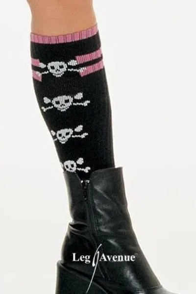 Leg Avenue - Высокие носки с черепами, O/S (Черный) 