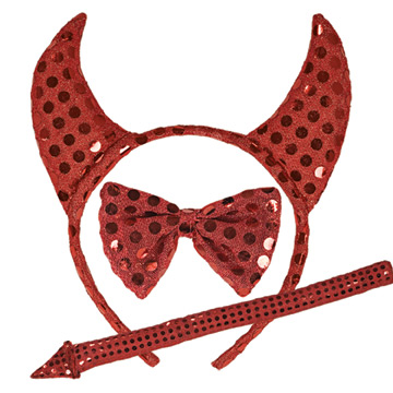 Rubies - Рога, хвост и бантик для эротического образа (Красный) 
