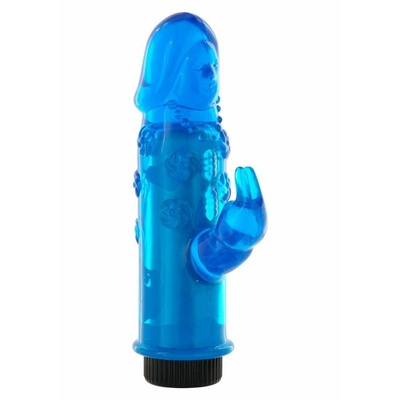 Seven Creations - Mini Rabbit Vibe Blue - Вибратор с отростком, 12,5х3,5 см. (Голубой) 