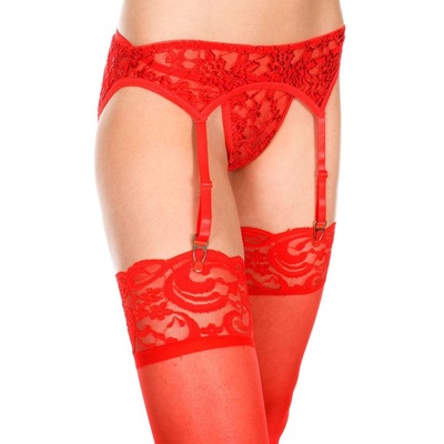Music Legs - Трусики с поясом для чулок O/S (красные) Dreamgirl (Красный) 