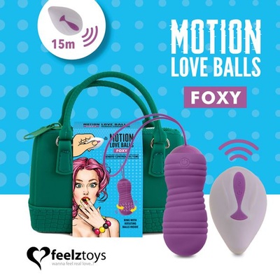 FeelzToys Motion Love Balls Foxy - Вагинальные шарики с жемчужным массажем, 8х3.5 см. (Фиолетовый) 