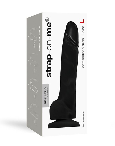 Strap-On-Me Soft Realistic Dildo Black - L - реалистичный фаллоимитатор, 19х4.1 см (чёрный) (Черный) 