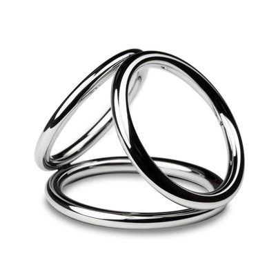 Sinner Gear Unbendable - Triad Chamber Metal Cock and Ball Ring - Large тройное эрекционное кольцо Sinner Gear Unbendable (Нидерланды) (Серебристый) 