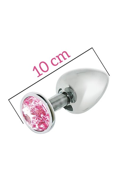MAI Attraction Toys №74 металлическая анальная пробка с кристаллом, 10х4 см (розовый) MAI (Испания) 