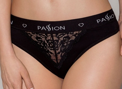 Passion PS001 Panties - Трусики с широкой резинкой и кружевом, L Passion (Польша) (Черный) 