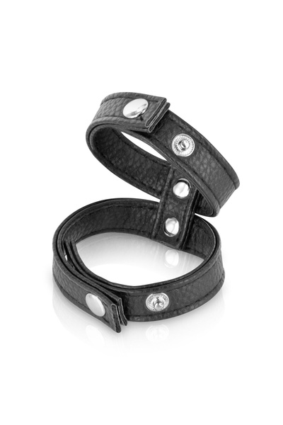 Fetish Tentation Double Сockring - двойное эрекционное кольцо с обхватом для мошонки (Черный) 