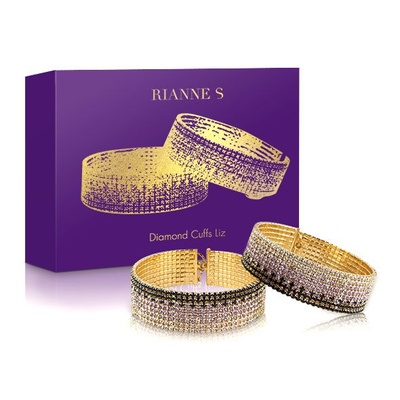 Rianne S: Diamond Cuffs лакшери наручники-браслеты с кристаллами в подарочной упаковке (Золотой) 