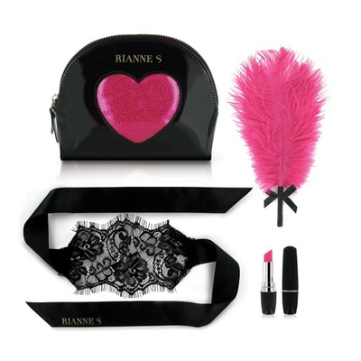 Rianne S: Kit d'Amour романтический набор: вибропуля, перышко, маска, чехол-косметичка (черный) 