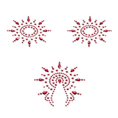 Petits Joujoux Gloria set of 3 - Red - пэстис из кристаллов, украшение на грудь и вульву (красный) Petits Joujoux (Германия) 