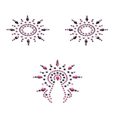 Petits Joujoux Gloria set of 3 - Black/Pink - пэстис из кристаллов, украшение на грудь и вульву (чёрный/розовый) Petits Joujoux (Германия) (Мульти) 