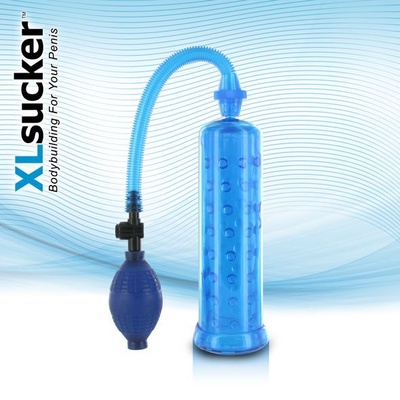 XLsucker Penis Pump - Вакуумная помпа для стойкой эрекции, 19Х5 см (голубой) 