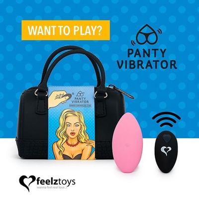 FeelzToys Panty Vibrator - Вибратор в трусики с пультом, 10х4.5 см., (розовый) 