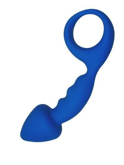 Adrien Lastic Budy Blue - анальная пробка со стимулирующей ножкой, 13х2.5см (голубой) (Синий) 