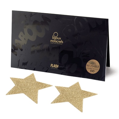Bijoux Indiscrets - Flash Star - Наклейки на соски (золотистые) Bijoux Indiscrets (Испания) (Золотой) 