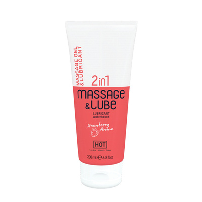 HOT Massage & Glide Gel 2in1 Strawberry - 2в1 лубрикант на водной основе и массажный гель с ароматом клубники, 200 мл (Прозрачный) 