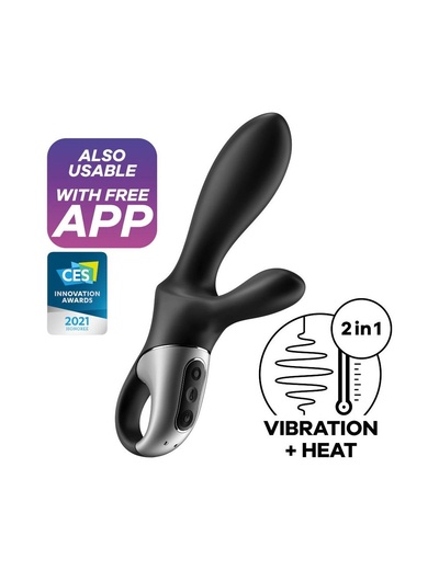 Satisfyer Heat Climax + - Смарт-вибратор с отростком, 20.5х4.4 см (чёрный) (Черный) 