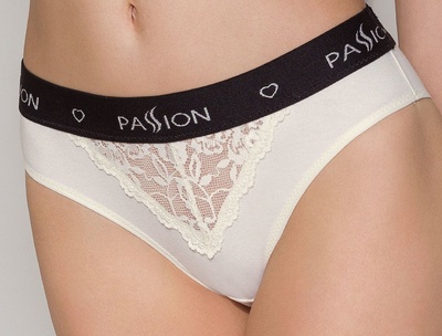 Passion PS001 Panties - Трусики с широкой резинкой и кружевом (бежевые, размер L) Passion (Польша) (Бежевый) 
