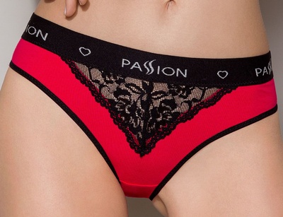 Passion PS001 Panties - Трусики с широкой резинкой и кружевом (красные, размер L) Passion (Польша) (Красный) 