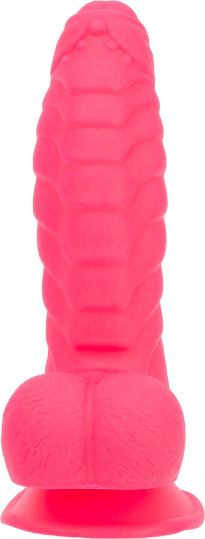 Addiction Tom 7" Dildo With Balls ребристый силиконовый фаллоимитатор с присоской, 17.8х4.4 см (розовый) 