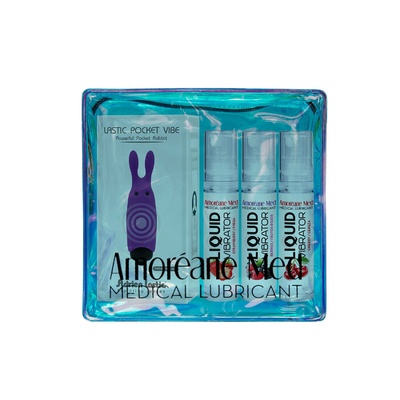 Amoreane Med набор из 3-х вкусов стимулирующего лубриканта и вибропули Adrien Lastic Purple, 3х10 мл (Мульти) 