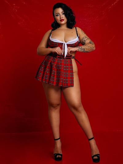 D&A Фривольная Лолита эротический игровой костюм школьницы, XL (юбка и топ) (Красный) 