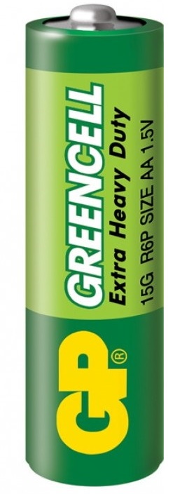 GP Greencell пальчиковая батарейка АА (15G, R6P, 1.5V), 1 шт GP (Гонконг) (Зеленый) 