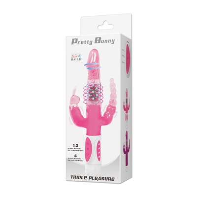 Pretty Bunny Triple Pleasure Vibrator - Вибратор, 22,3 см (розовый) LyBaile 
