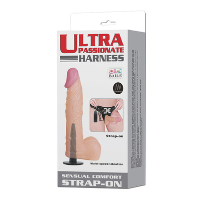 Ultra Passionate Harness Vibrating Strap On Flesh - Страпон, 16,5 см (телесный) LyBaile 