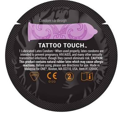 One Tattoo Touch - презерватив с уникальным текстурным рисунком (фиолетовый) 