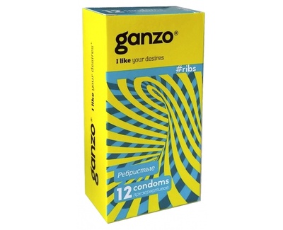 Ребристые презервативы Ganzo Ribs, 12 шт. (Прозрачный) 