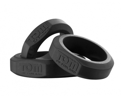 Набор из 3 эрекционных колец разного диаметра - Tom of Finland (чёрный) Tom of Finland (XR Brands) (Черный) 