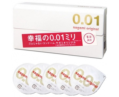 Полиуретановые презервативы Sagami Original 001, 5 шт. (Прозрачный) 